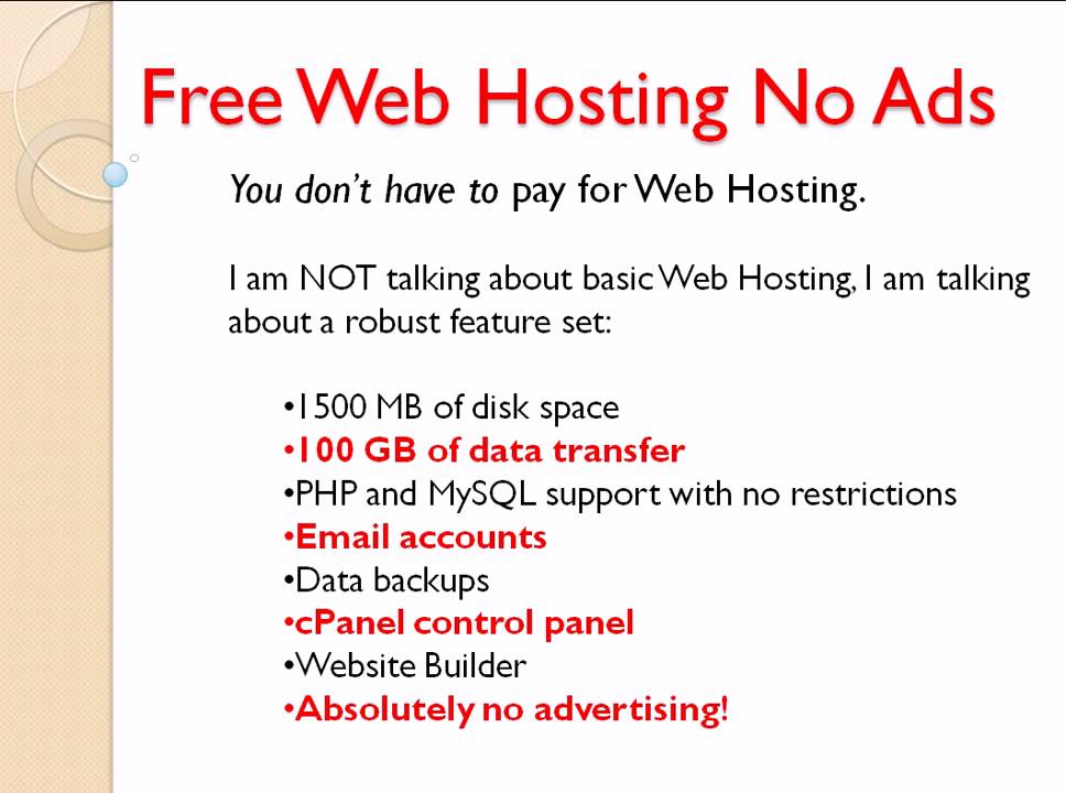 Free Web Hosting No Ads - YouTube