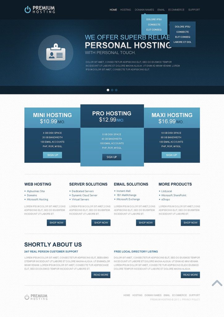 web hosting template html Web hosting website template